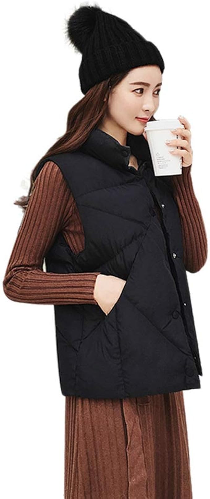 Amazon ダウンコート ベスト 黒 ノースリーブ ショート丈 レディース ダウンベスト 防寒着 チュニックおしゃれ ベスト 綺麗 きれい かわいい 可愛い ホワイト 学生 服 シンプル ダウンコート ベスト 通販