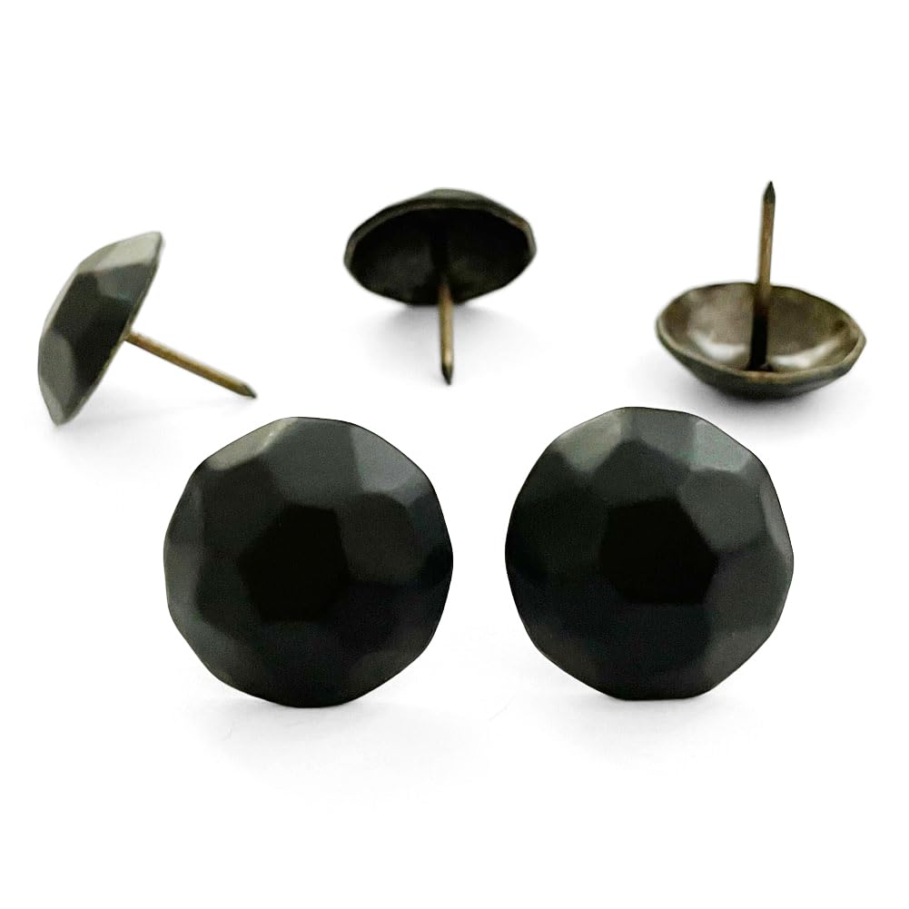 60PCS Big Size 1-Inch Matte Black Upholstery Tacks Vintage Design,Decorative Nails,Barn Door,Farmhouse Shutters Pins D25mmxL25mm (25mm Matte Black Turtle)