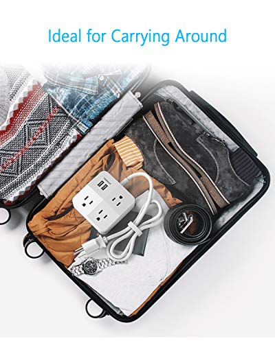 Power Strip with USB, TESSAN 5 Feet Small Extension Cord with 2 USB Ports and 3 Outlets, Portable Desktop USB Charging Station, Mini Outlet Strip for Dorm Room Home and Office