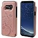 Vaburs S8 Case Wallet with Card Holder, Embossed Butterfly Premium PU Leather Double Magnetic Buttons Flip Shockproof Protective Case Cover for Samsung Galaxy S8 (Rose Gold)
