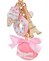 CHUANGLI Sweet Macaron Donuts Ice Cream Eiffiel Tower Keychain Bag Purse Decor Key Pendant Pink
