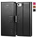 iPhone 5s Case, TUCCH Wallet Case for iPhone 5s / iPhone 5, Protective Wallet Leather Cover with Credit Card Slots, Flip Book Cover with Kickstand, Magnetic Closure, Black with Red