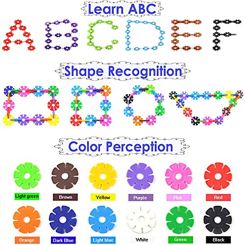 KuToi Rainbow Snow Flakes 300 Discs | STEM Educational Brain Building Toy | Interlocking Plastic Construction Connect Set | Promotes Fine Motor Skills Development - Therapy Tools - Thumbnail 5