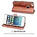 OCASE iPhone 5 Case iPhone 5S Case [Kickstand] [Card Slot] Leather Wallet Flip Case for iPhone 5 / 5S / SE Devices - Brown