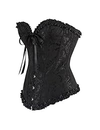 Corsé de encaje negro floral para mujer con cintura en el pecho