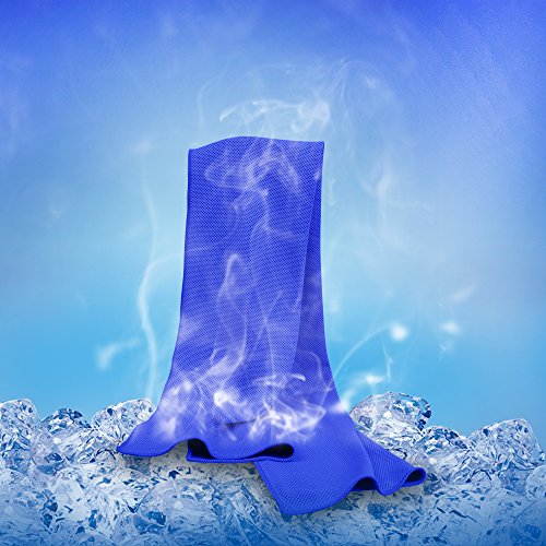 KAMIER Cooling Towel for Sports Instant Cooling Relief, Quick Dry, Staying Cool for Gym, Workout, Outdoor Sports, Running, Yoga, Golf, Pilates, Fitness, Camping Chilling Towel (Dark blue)