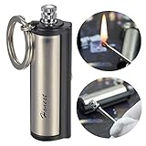 Honest Safety Stylish Luxurious Wind Proof Permanent Match Striker Cigarette Lighter with Key Chain - Silver