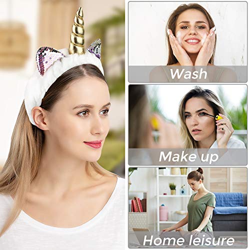 3 otters Makeup Headbands, 6PCS Unicorn Headband Shower Headbands Headwraps for Women Girls