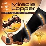 As Seen on TV Copper Compression Socks Diabetic, Reduce swelling in Tired Legs UNISEX size S/M