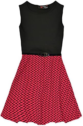 Girls Sleeveless Belted Skater Dress New Kids Flared Party Dress
