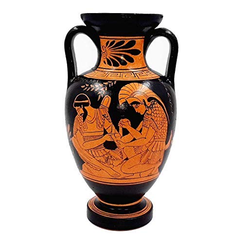 Ancient Greek Vase 22cm,Red figure Amphora,Achilles,Zeus with Ganymede