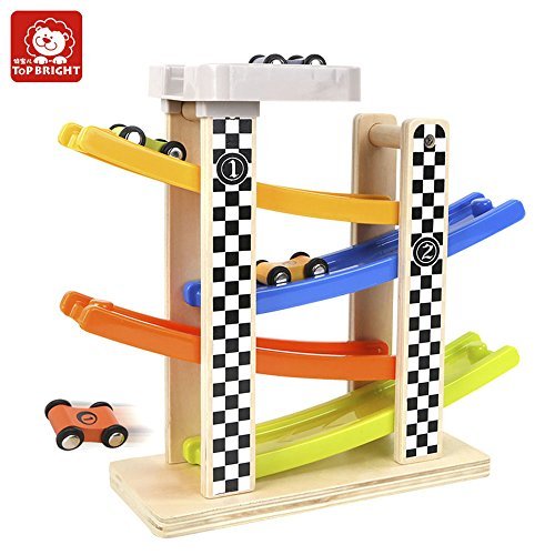 image for Ramp Racer Race Track;TEYTOY Toddlers Wooden Ramp Racer Race Track Veh