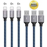 Lightning Cable, YUNSONG 3PACK (6FT) Nylon Braided Charging Cable Cord Lightning to USB Cable Charger Compatible with iPhone 8 8 Plus X 7 7Plus 6s 6sPlus 6 6Plus 5 5s 5c SE iPad iPod & More (Blue)