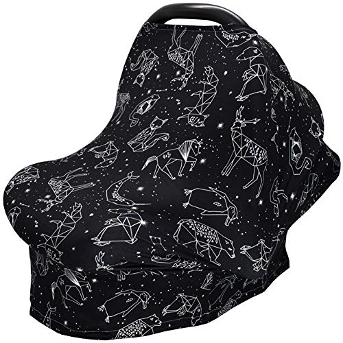 Nursing Cover Carseat Canopy, Rquite Car Seat Covers for Babies Mom Breastfeeding Scarf Infant Multi Use Cover Ups for Baby Stroller & Shopping Cart & Feeding High Chair -Large Size for Girl Boy