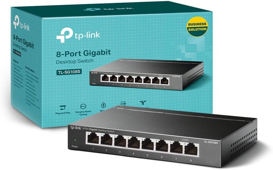 TP-Link TL-SG108S 8 Port Gigabit Switch Power Saving Plug & Play