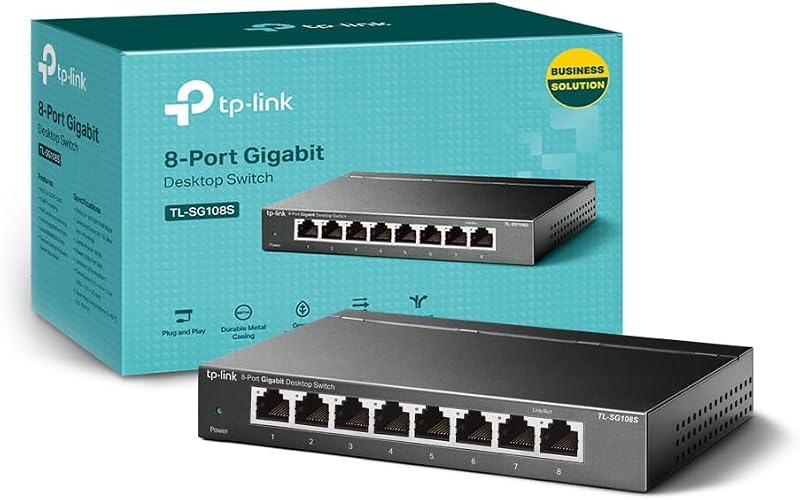 TP-Link TL-SG108S 8 Port Gigabit Switch Power Saving Plug & Play