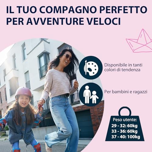 Pattini in linea Mia magnolia - misure 37-40 - Pattini in linea per bambini/ragazzi e adulti in più misure e colori - Pattini a rotelle regolabili fino a 4 misure - Pattini comodi e di stile