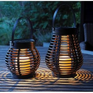 Gadgy Solarlampen für außen Garten – 2er Set Rattan Optik – Wasserdichte Solar Leuchten Garten draußen – Solar Laternen…