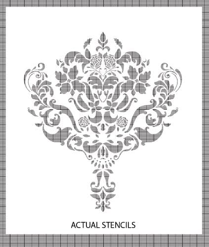 Large Wall Damask Stencil Faux Mural Design #1012 25" x 21 6/8"