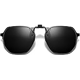 GLEXAL Black Irregular Polygon Clip-On Sunglasses – Polarized, Blue Light Blocking & UV400, Anti-Glare for Driving/Outdoor/Digital Use