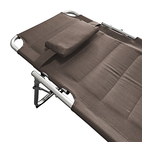 Mojawo XXL Gartenliege Sonnenliege Relaxliege Liege Aluminium mit Kissen gepolstert klappbar Taupe L200xB70xH45/95cm – Bild 5