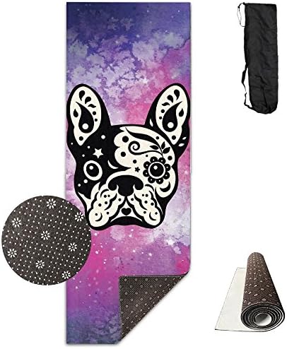 FHIEOMAT Unisex Cartoon Ugly Pug Skul Yoga And Pilates Mat Exercise Mat With Carrying Bag