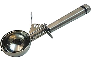Portion Scoop with Stainless Steel Long Handle, #10 Trigger Release Disher Scoops, 3 1/4 OZ Cookie Dough Scoop for Portion Co