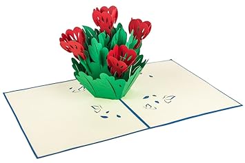 Origamo Pav823 Greeting Card Vase Of Poppies Origami Pop