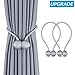 SPLF Magnetic Curtain Tiebacks with Unique Wooden Balls, 2 Pack Decorative Drapery Holdbacks Rope Holder for Home Kitchen Office Window Sheer Blackout Drapes, Silver-Gray