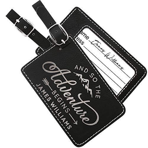 Personalized Leather Luggage Tags Gifts with Engraved Design and Name - Traveler Gifts for Women, Men, Kids - Custom Suitcase Tag for Honeymoon - Christmas Gifts for Travelers #6