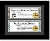 CreativePF [DL8.5x11bk-b] Satin Black Double Business License Frame with Two 3x8.5-inch Opening Mat Including Easel Stand and Wall Hangers