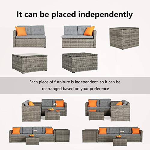 image for mecor 4PC Patio Furniture Set, Wicker Outdoor Furniture Sectional Cush