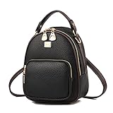 Gashen Women's Mini PU Leather Backpack Purse Casual Drawstring Daypack Convertible Shoulder Bag (black)