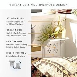 Storage Theory Power Perch Double Wall Outlet Shelf
