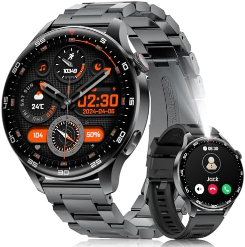 Smartwatch Uomo Militare, 800 mAh, Touchscreen HD 1.7", Luce LED, Funzione Telefono, Monitoraggio Cardiaco/Sonno, IP68, 110+ Modalità Sportive, Compatibile Android/iOS