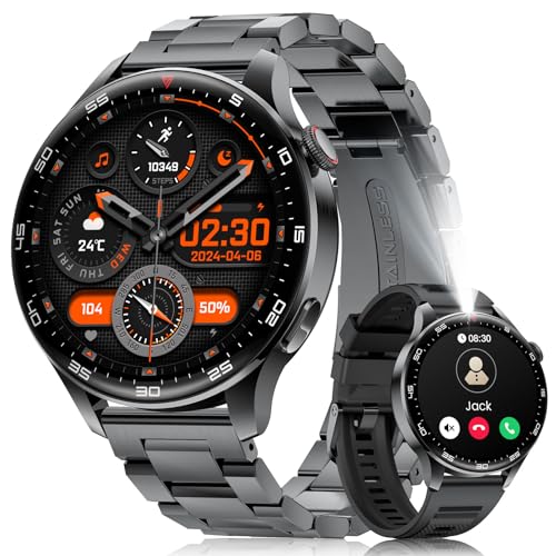 Montre Connectée Homme avec Appel Bluetooth 800mAh Batterie, 1.73" HD Écran Smartwatch avec 24/7 Fréquence Cardiaque, Sommeil, SpO2,110+ Modes Sportifs,IP68 Étanche Android iOS