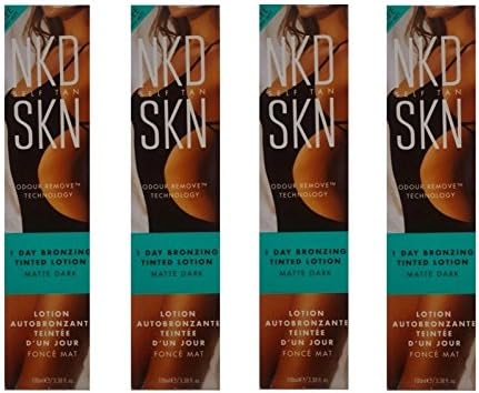 NKD SKN Self Tan 1 Day Bronzing Tinted Lotion, Matte Dark, 3.38 Oz (Pack of 6) + FREE Schick Slim Twin ST for Sensitive Skin