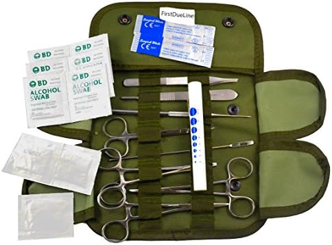 FIRST AID Tactical KIT WITH MILITARY MOLLE COMPATIBLE POUCH- OLIVE DRAB- STOCKED - Ideal for Camping, Firefighters, EMT, First Responders, Police and Military
