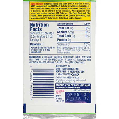 KoolAid LemonLime Unsweetened Soft Drink Mix, 0.13Ounce Packets
