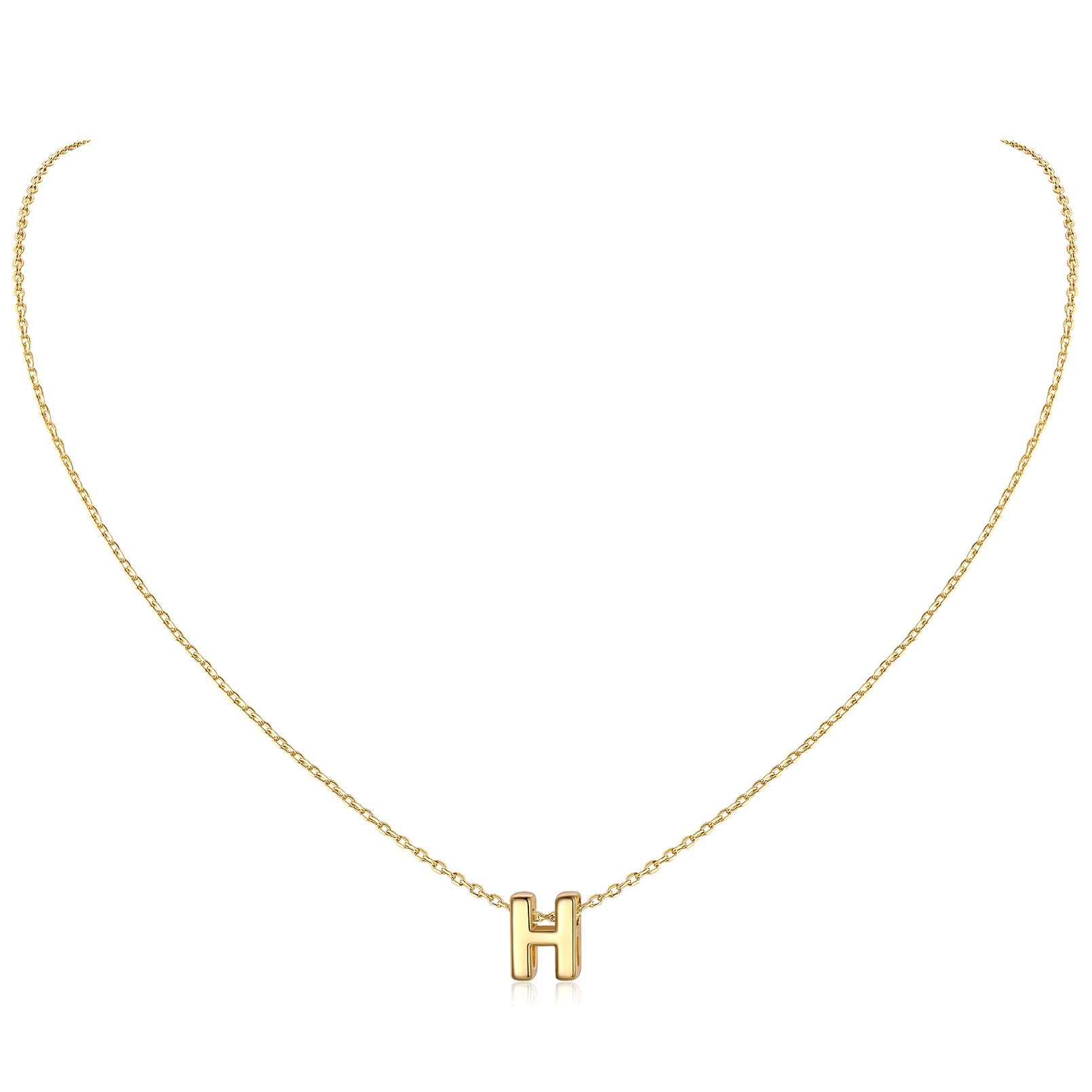 ChicSilver Gold Plated Necklace with Letter H Hypoallergenic Sterling Silver Initial Pendant Necklaces for Women Young Ladies