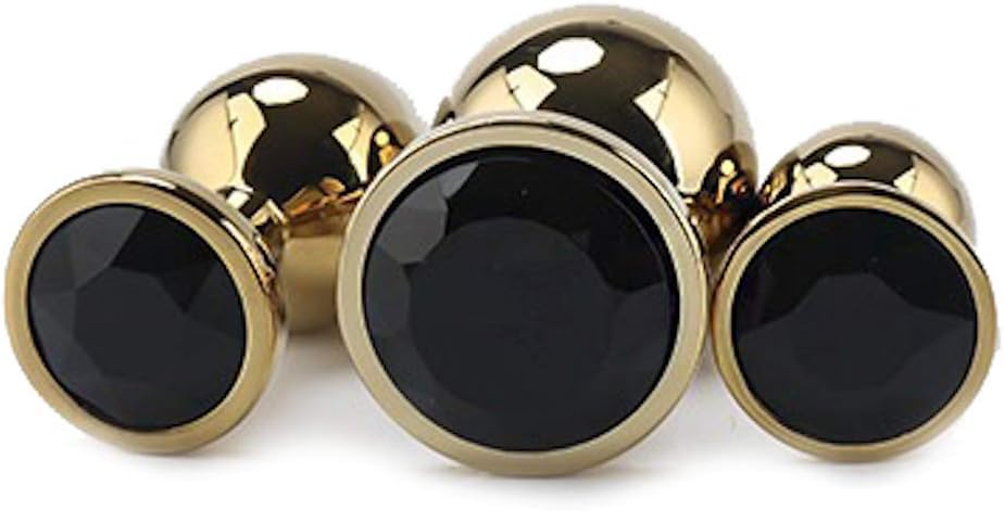 Haorzi Crystal Rhinestone Gold Metal 3Pcs Training Set Plug Amal Plug -Black