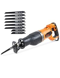 VonHaus 9 Amp Hojas de sierra de sable (con 8 Palas de repuesto corte 2 x metal y 6 x Cuchillas de corte de madera Variable Velocidad de corte y el disparador Interruptor
