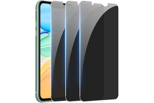 [3 Pack] Privacy Screen Protector for iPhone 11/iPhone XR Anti-Spy Tempered Glass Film Upgrade 9H Hardness Case Friendly Easy Installation Bubble Free 3D Touch Support [6.1 inch]
