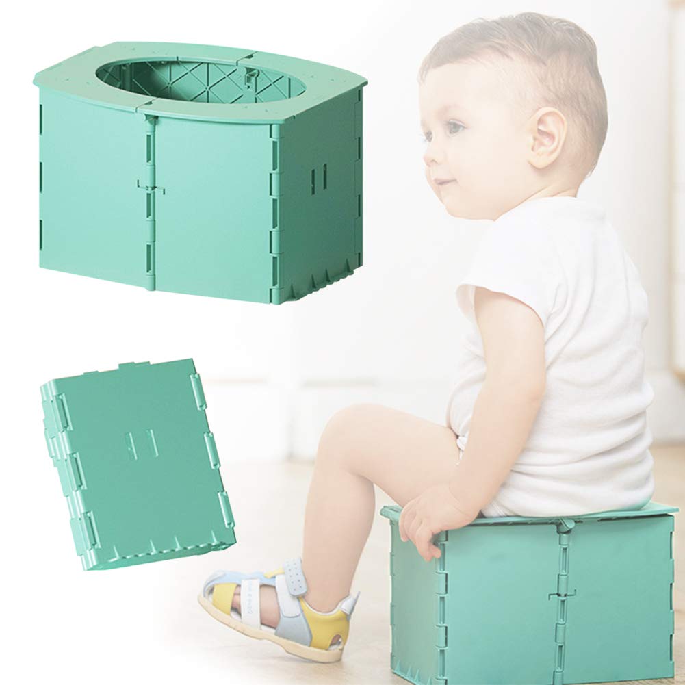 WYZQWYF Outdoor Foldable Toilet, Portable Camping Commode, Car Toilet Stool Seat, Emergency WC Travel Potty Suitable for Toddlers Kids Baby Boys and Girls Camping Hiking Trips (Green)