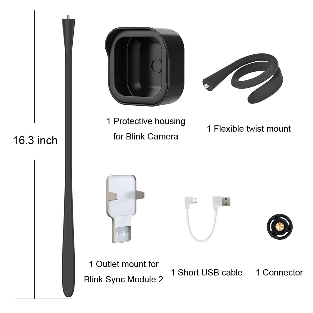 All-New Flexible Twist Mount Compatible with Blink Outdoor (4th &3rd Gen), Weatherproof Protective Housing with Blink Sync Module Wall Mount (Black)