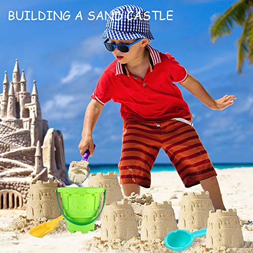 KEJIH Kids Beach Toys Set Sandbox Toys Basics Sand Toys Toddler Outdoor Pool Bath Play Set Soft Plastic Including Beach Bucket , Beach Shovel Tool Kit, Beach Molds Random for 4PCS - Thumbnail 3