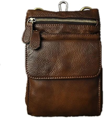 KUAISUF Men Cowhide Vintage Hook Belt Waist Pack Male Purse Pouch Multifunction Casual Shoulder Crossbody Messenger Bags Coffee