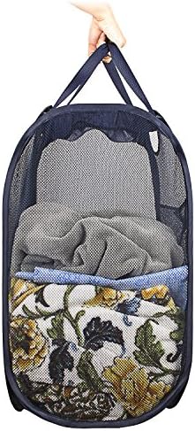 Foldable Pop Up Laundry Hamper Basket with Reinforced Carry Handles For laundry Sorter Storage (pack of 1 mesh)