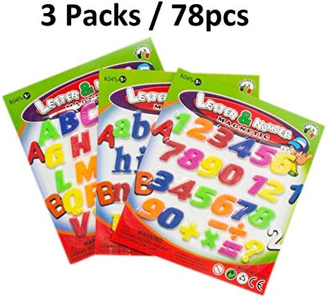 QIYO 78pcs Magnetic Learning Letters and Numbers Educational Multicolored Alphamagnets and Mathmagnets