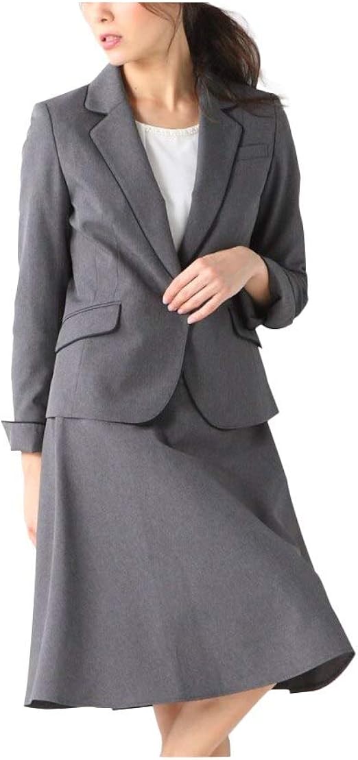 Amazon Nissen ニッセン スカートスーツ 洗える 上下 セット パイピング テーラードジャケット フレアスカート 令嬢スーツ レディース 7号 38号 スカートスーツ 通販